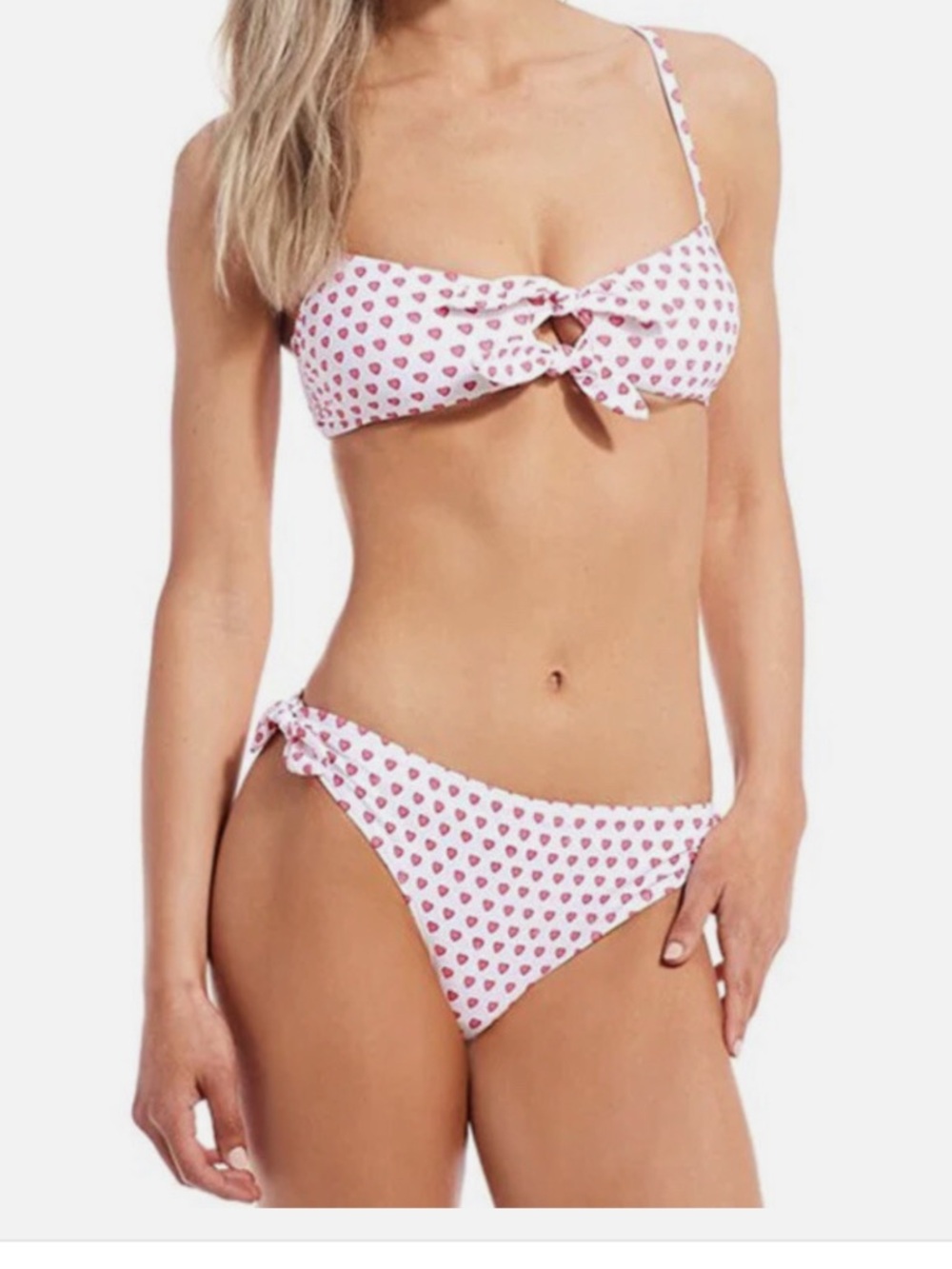 Roller Rabbit White Bikini Top Pink Hearts NWT Size XL